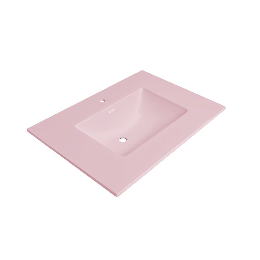 25" 31" 37" W x 22" D Solid Surface Polyurethane Resin Pink Vanity Top