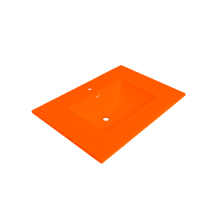 25" 31" 37" W x 22" D Solid Surface Polyurethane Resin Orange Vanity Top