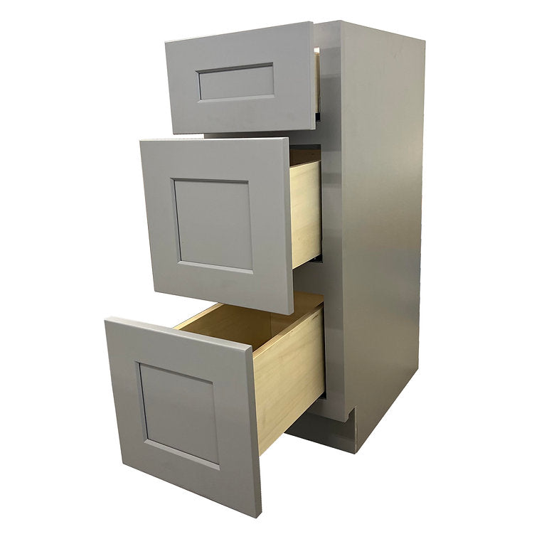 3 Drawers Bathroom Vanity Base in Light Grey Shaker 12"