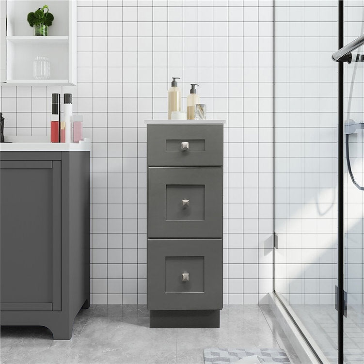 3 Drawers Bathroom Vanity Base in Grey Shaker 12" 18"