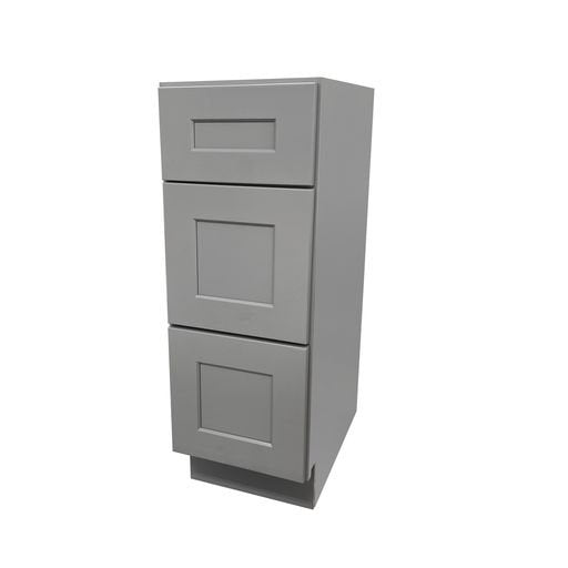 3 Drawers Bathroom Vanity Base in Light Grey Shaker 12"