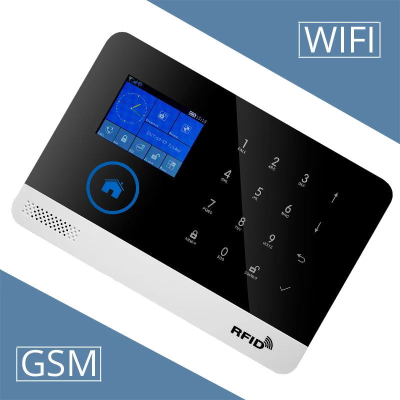 quad band wireless tuya wifi gsm alarm system TFT display door sensor home security alarm systems Wired Siren Kit SIM SMS Alarm